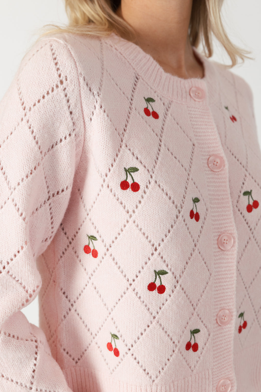 Lacey Cardi With Embroidered Cherries