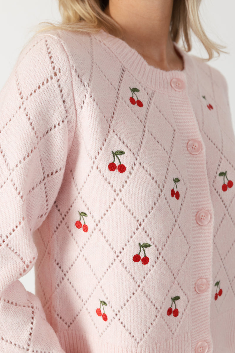 Lacey Cardi With Embroidered Cherries