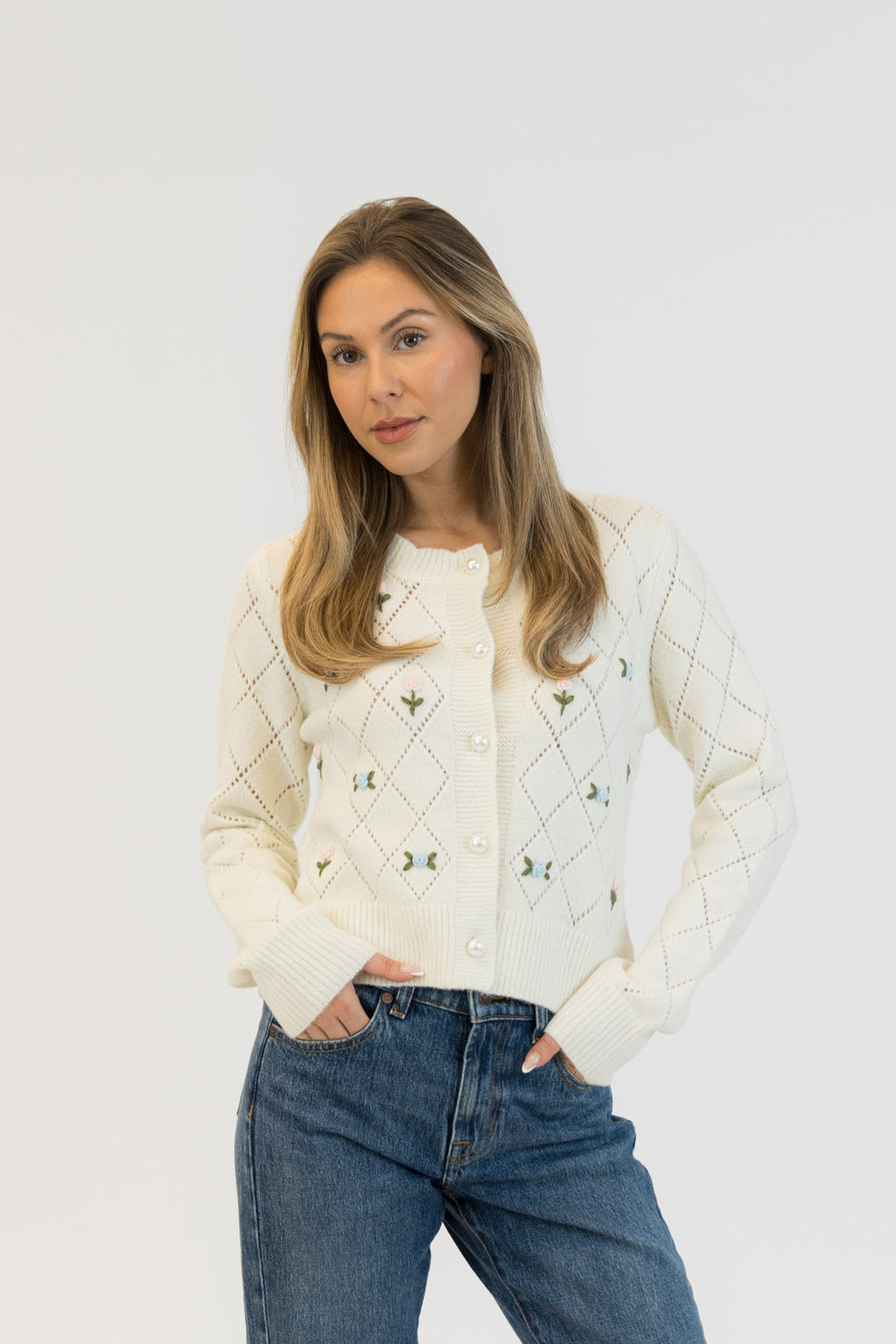Lacey Eco Cardigan With Roses