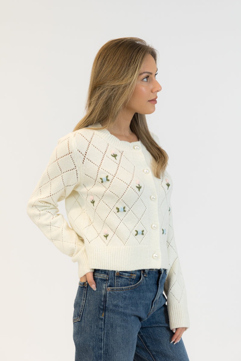 Lacey Eco Cardigan With Roses