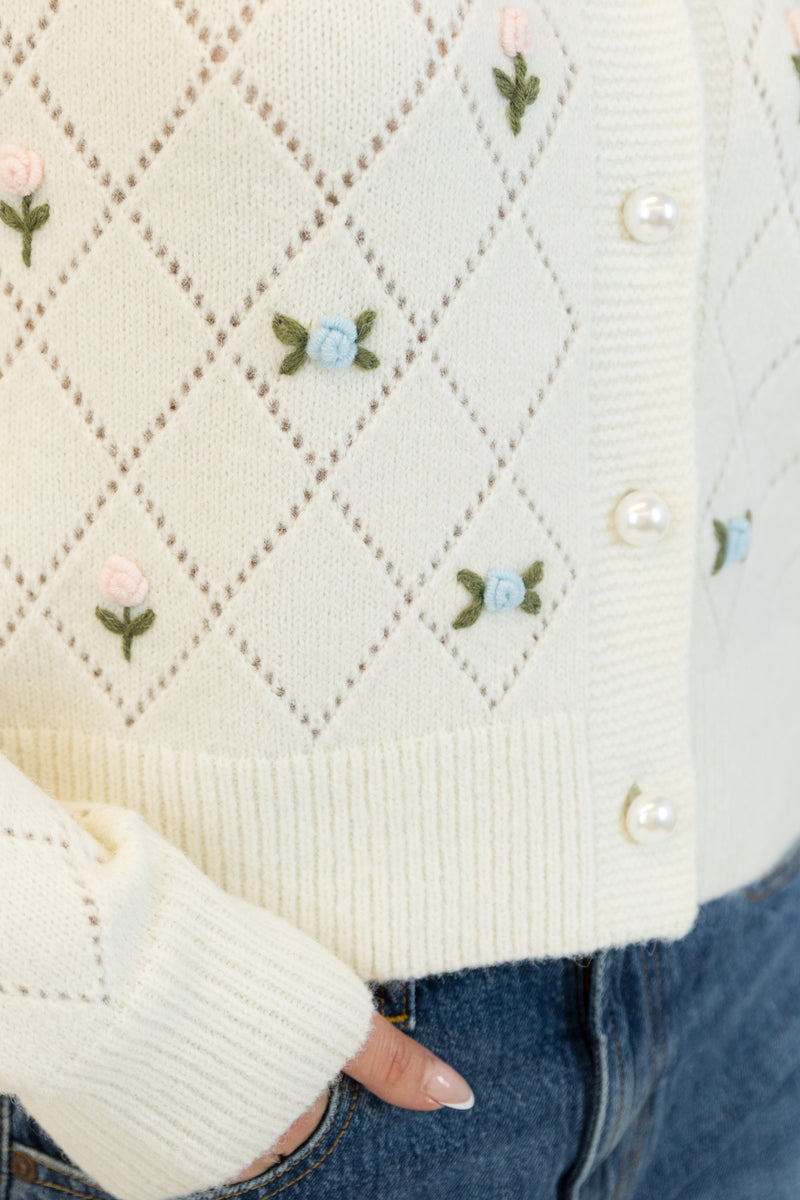 Lacey Eco Cardigan With Roses
