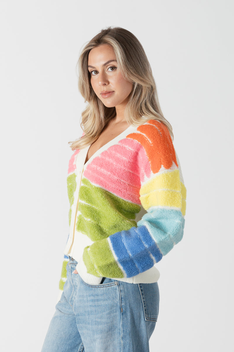 Multicoloured Sherpa Cardi