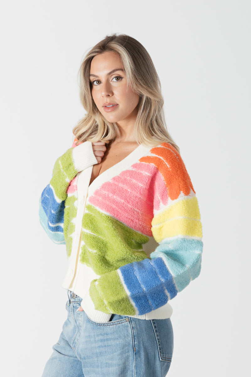 Multicoloured Sherpa Cardi