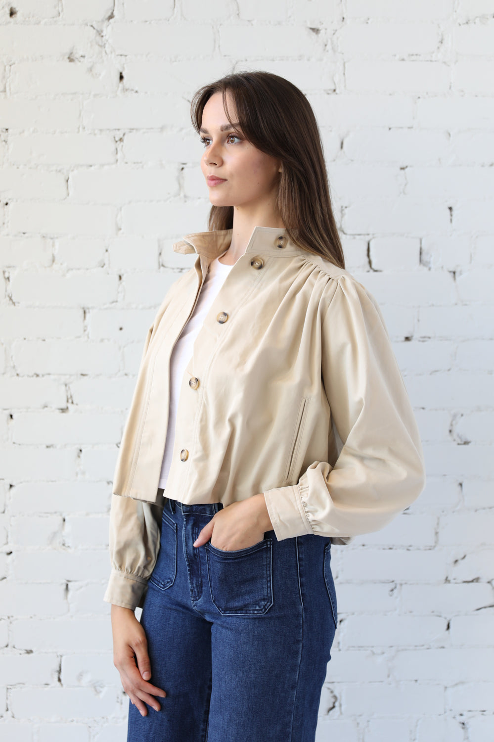 Short Balloon Trench Jacket