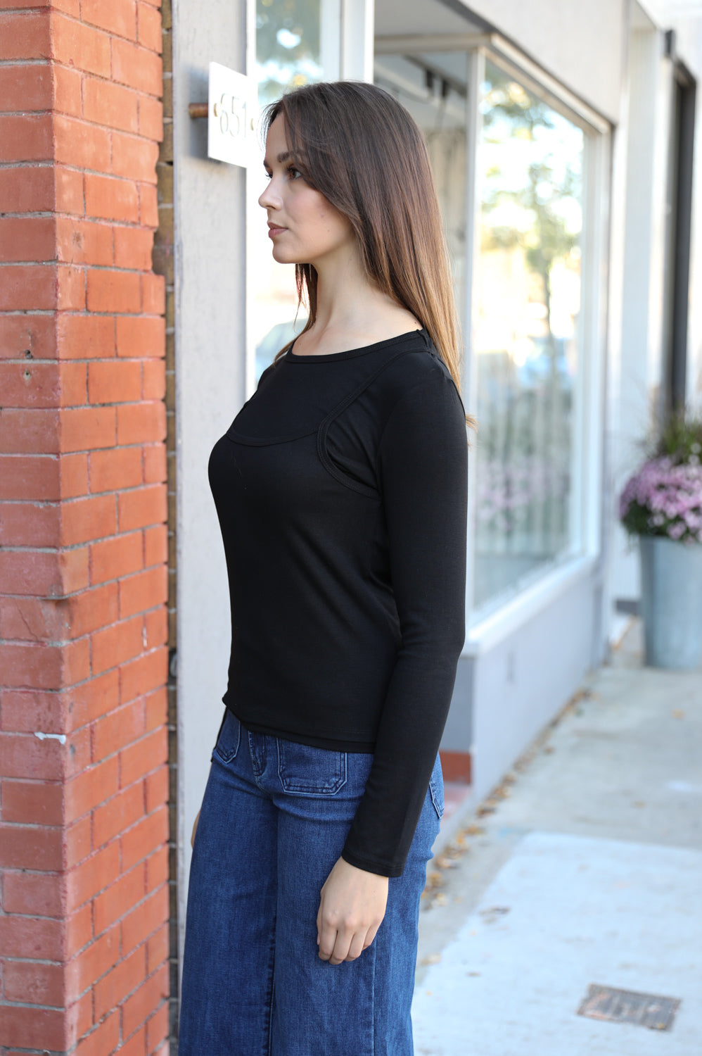Meredith Long Sleeve Layered Top