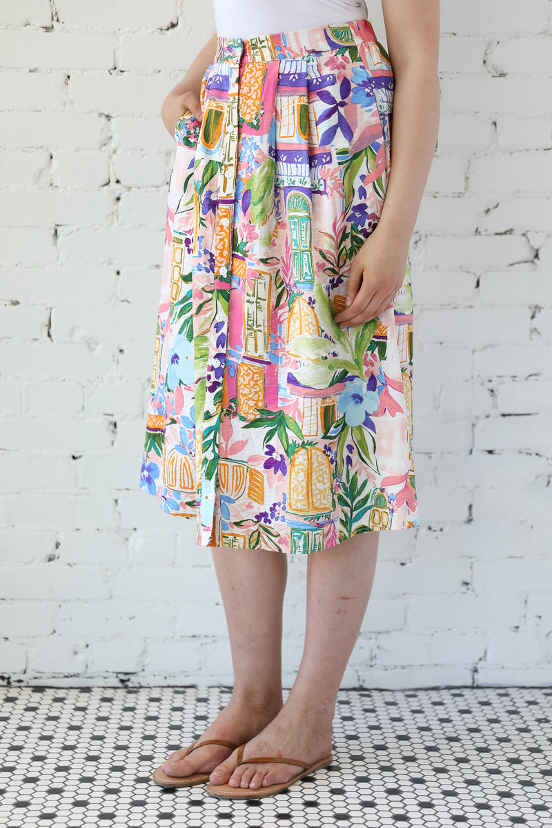 Button Down Pleated Maxi Skirt