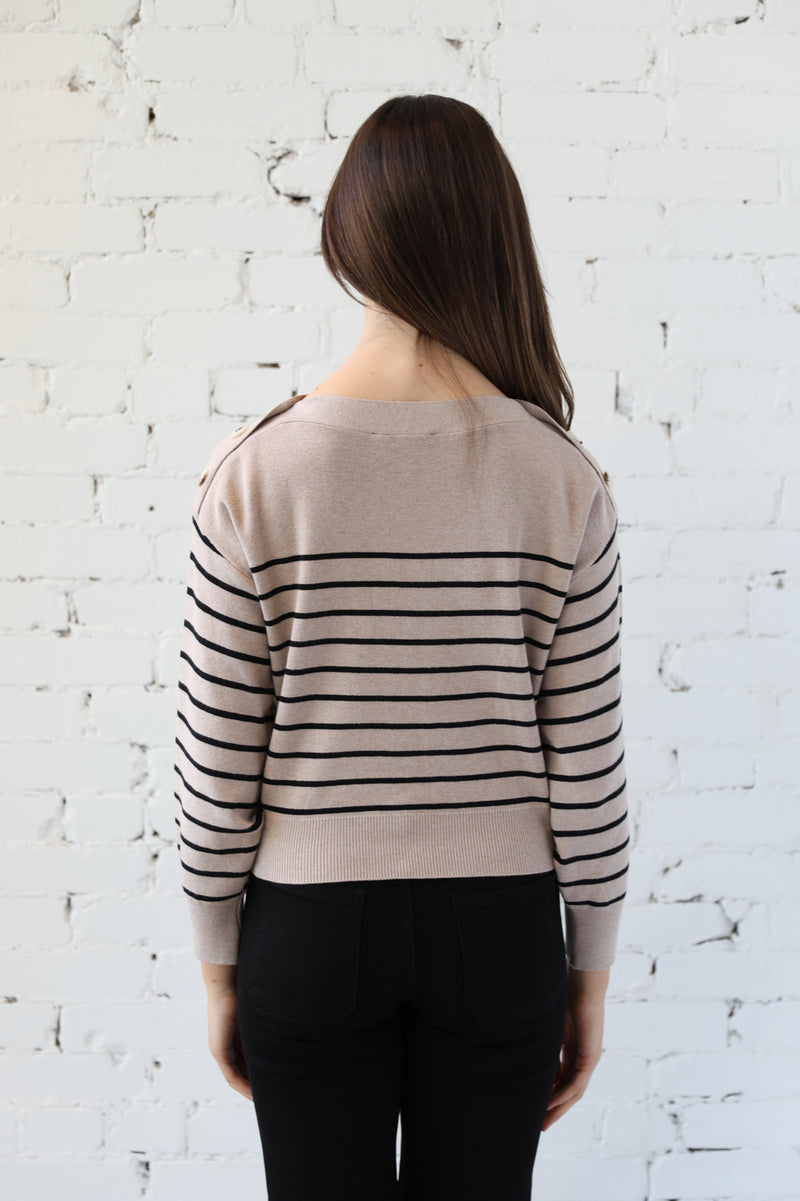 Shoulder Button Stripe Knit