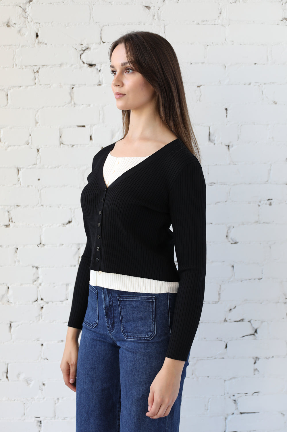 Double Layer Rib Knit Cardi