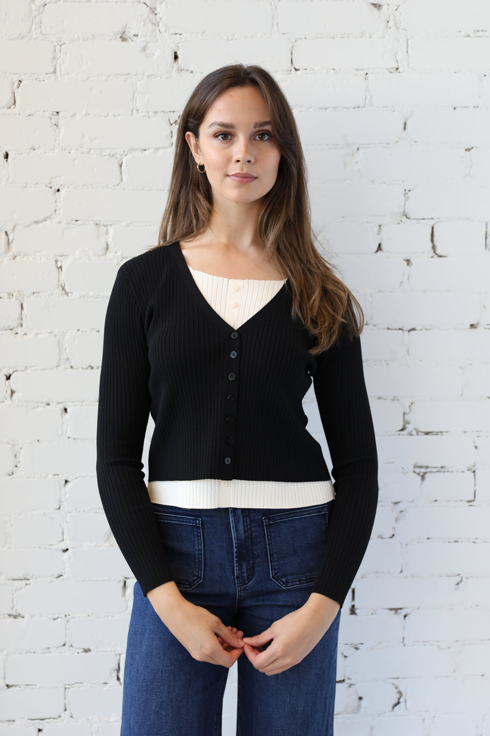 Double Layer Rib Knit Cardi