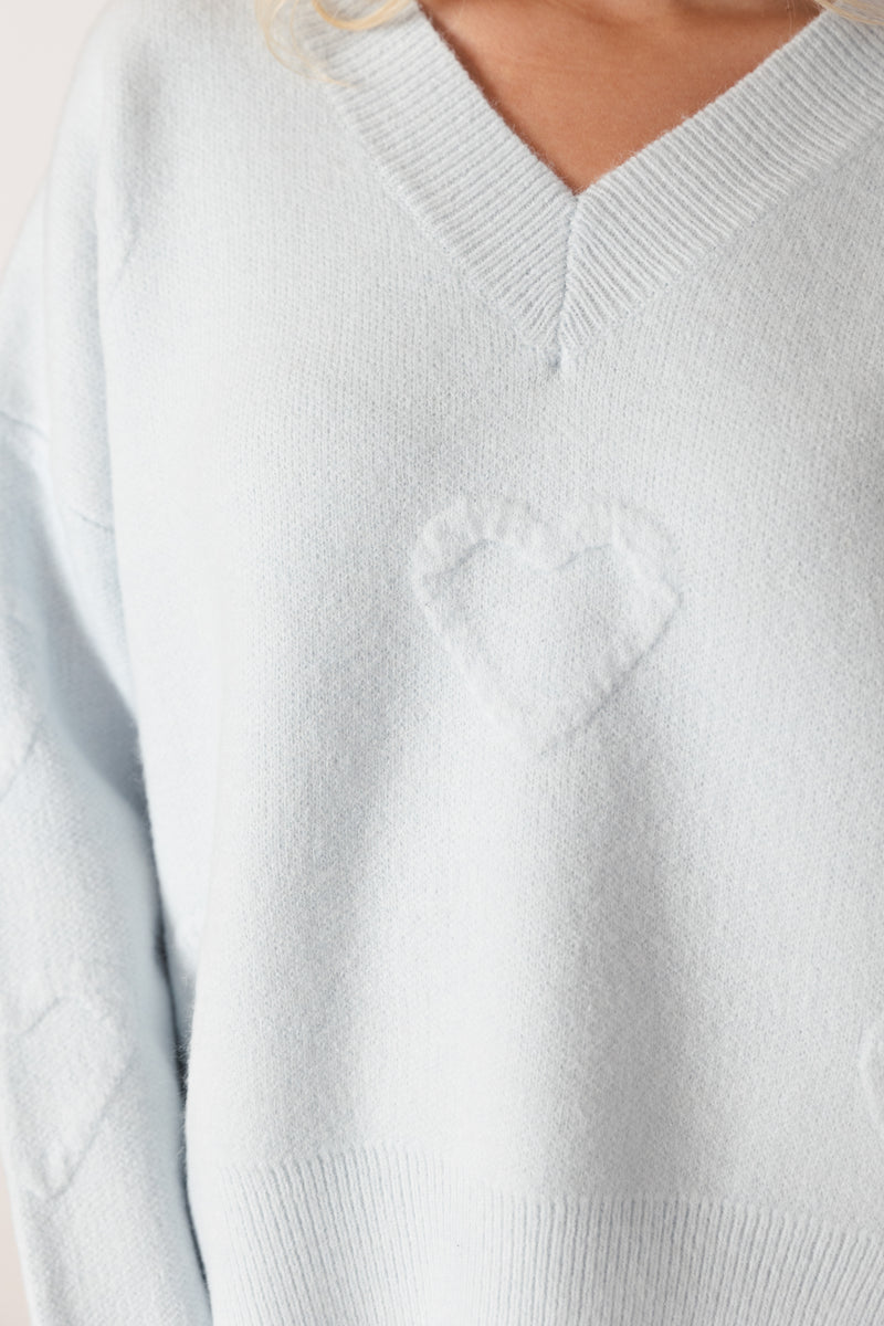 Puffy Hearts V-Neck Knit