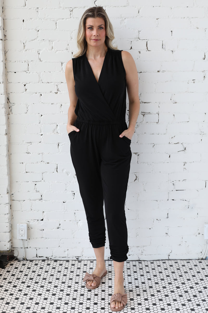 Sleeveless Crossover Front Jumpsuit