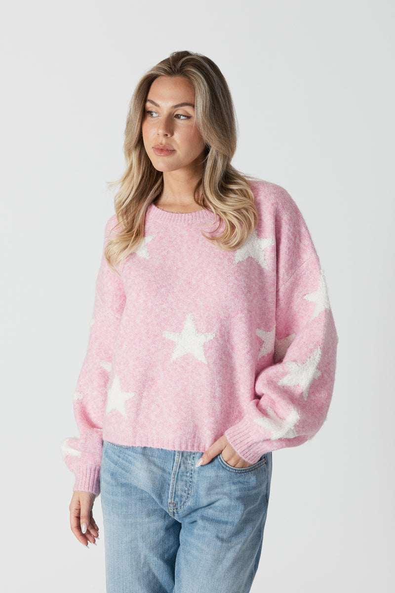 Reese Crewneck Knit With Sherpa Stars