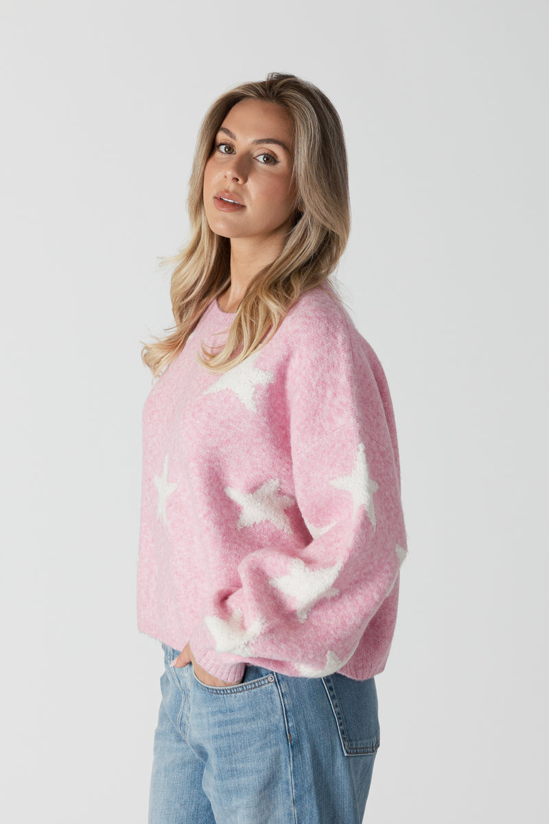 Reese Crewneck Knit With Sherpa Stars