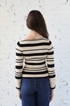 Irregular Stripe Long Sleeve Knit Top