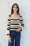 Irregular Stripe Long Sleeve Knit Top