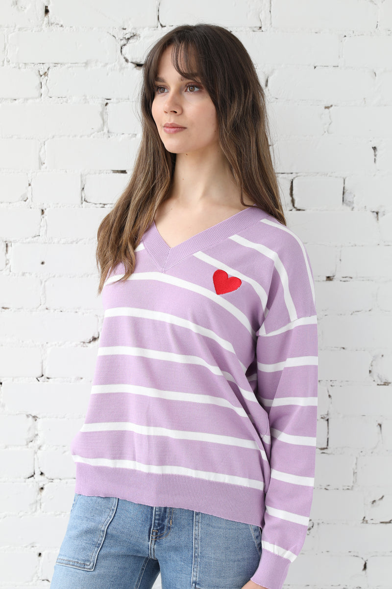 Love Patch Stripe Knit