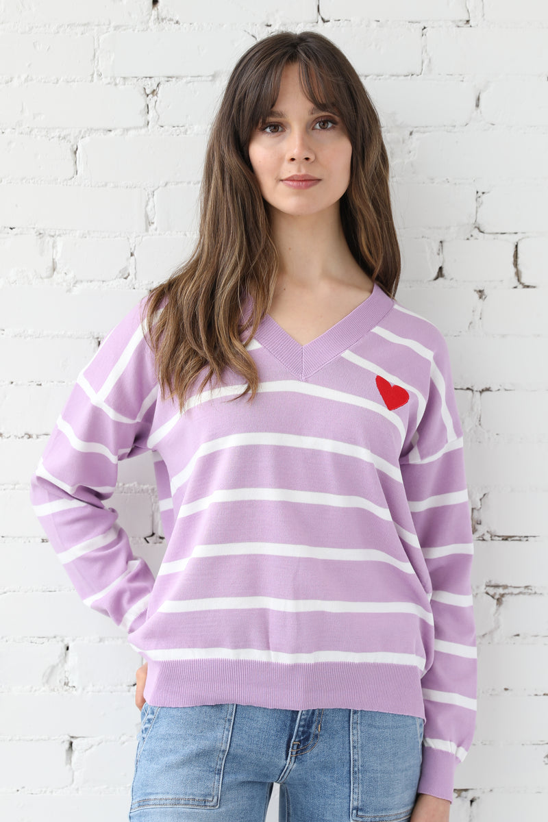 Love Patch Stripe Knit