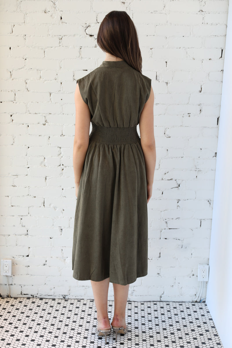 Marnie Twill Suede Midi Dress