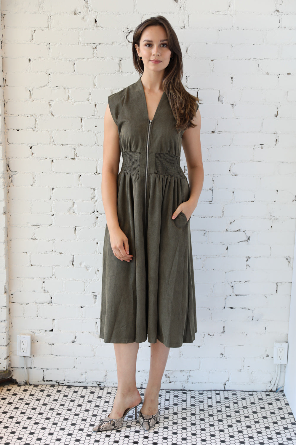 Marnie Twill Suede Midi Dress