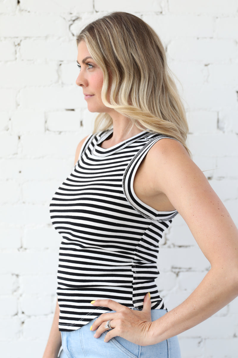 Striped Ribbed Tank