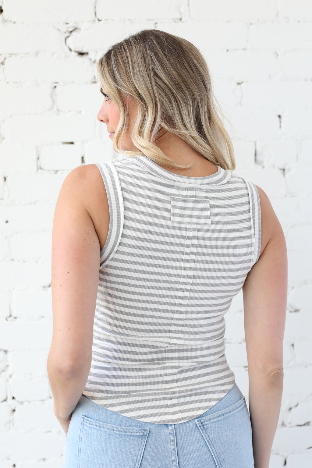 Stripe Pattern Ribbed Top