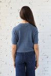 Short Sleeve Waffle Knit Pullover