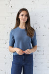 Short Sleeve Waffle Knit Pullover