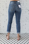 FLYING MONKEY </br>Distressed Double Cuff Stretch Mom Jean