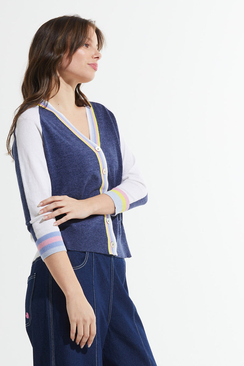 Stripe Trim Cardi