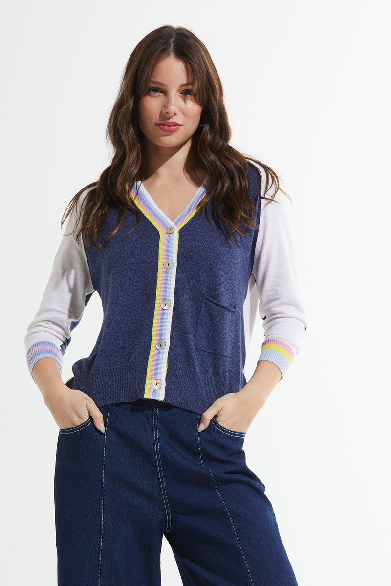 Stripe Trim Cardi