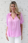 AVERY RAYNE </br>Short Sleeve Tie Front Top
