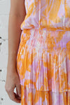 Watercolor Ruffle Neck Dress
