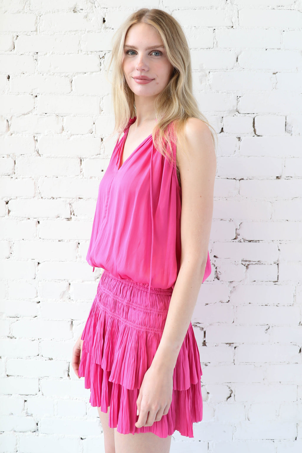 AVERY RAYNE </br>Sleeveless Dress With Pleated Details
