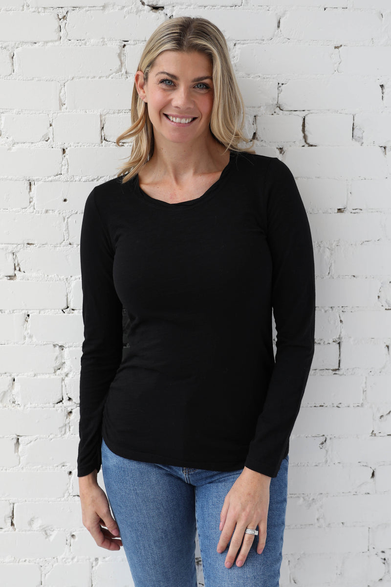 MODODOC </br>Long Sleeve Twisted Scoop Neck Tee