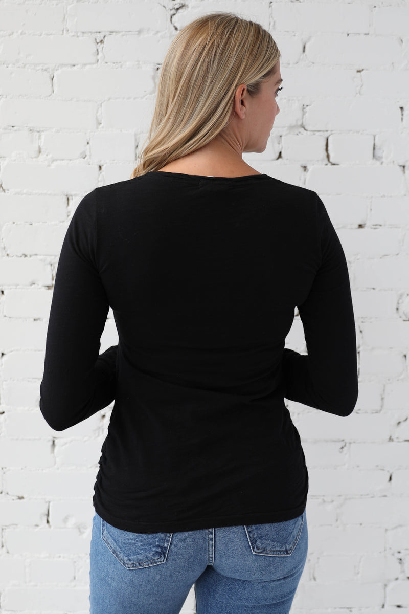 MODODOC </br>Long Sleeve Twisted Scoop Neck Tee