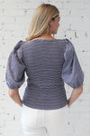 NATION </br>Samira Smocked Tee With Stripes