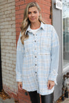 AVERY RAYNE </br>Contrast Sleeve Tweed Shacket