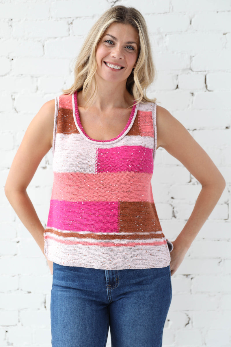 AVERY RAYNE </br>Color Block Scoop Neck Knit Tank