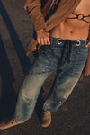 FREE PEOPLE </br>Moxie Low Slung Pull-On Barrel Jeans