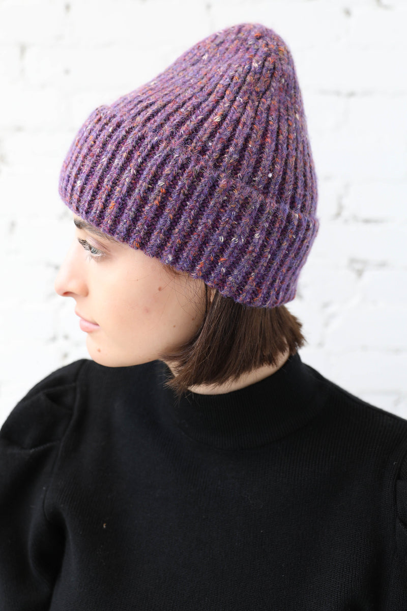 PARPAR </br>Cashmere Blend Melange Rib Beanie