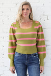 AVERY RAYNE </br>Square Neck Stripe Knit