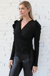 MARLEE </br>Essentials Surplice Rib Knit Long Sleeve Top