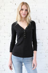 MARLEE </br>Button Down Ribbed Knit Top