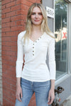 MARLEE </br>Button Down Ribbed Knit Top