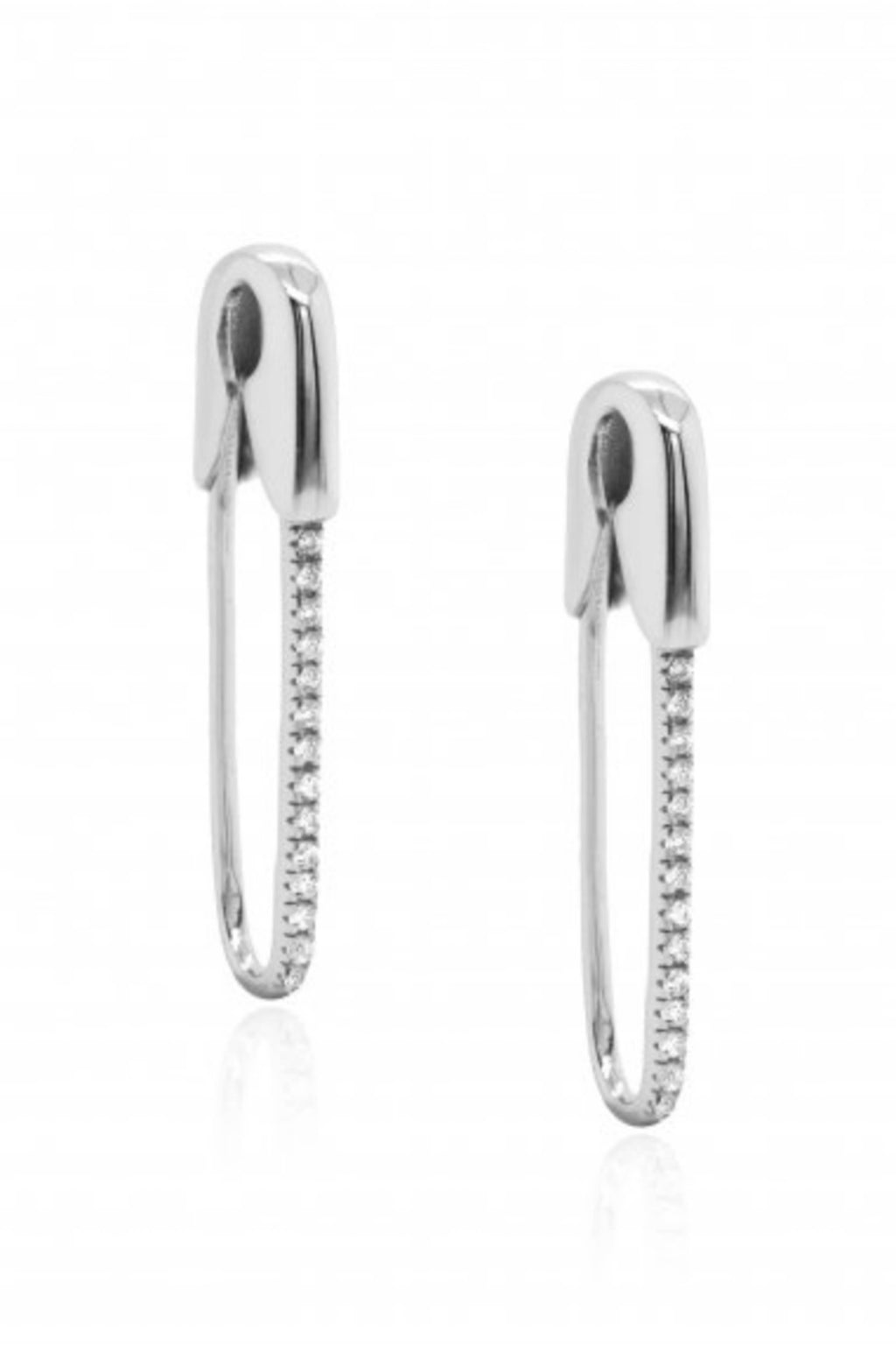 Rhodium Safety Pin Earrings